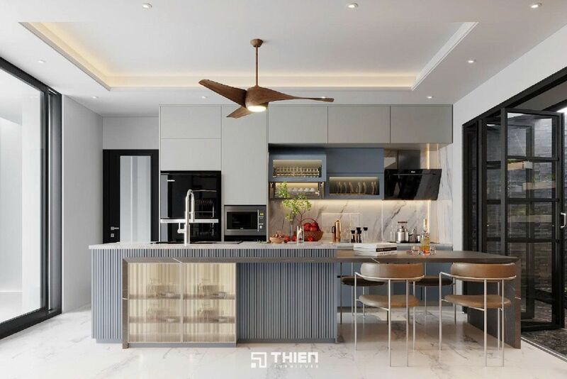 Tủ Bếp Chữ I Dài 4m Hiện Đại Cho Nhà Phố TBT098